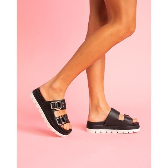 J/Slides BAHA Black Naplak Patent Leather Sandal NWB Size 9